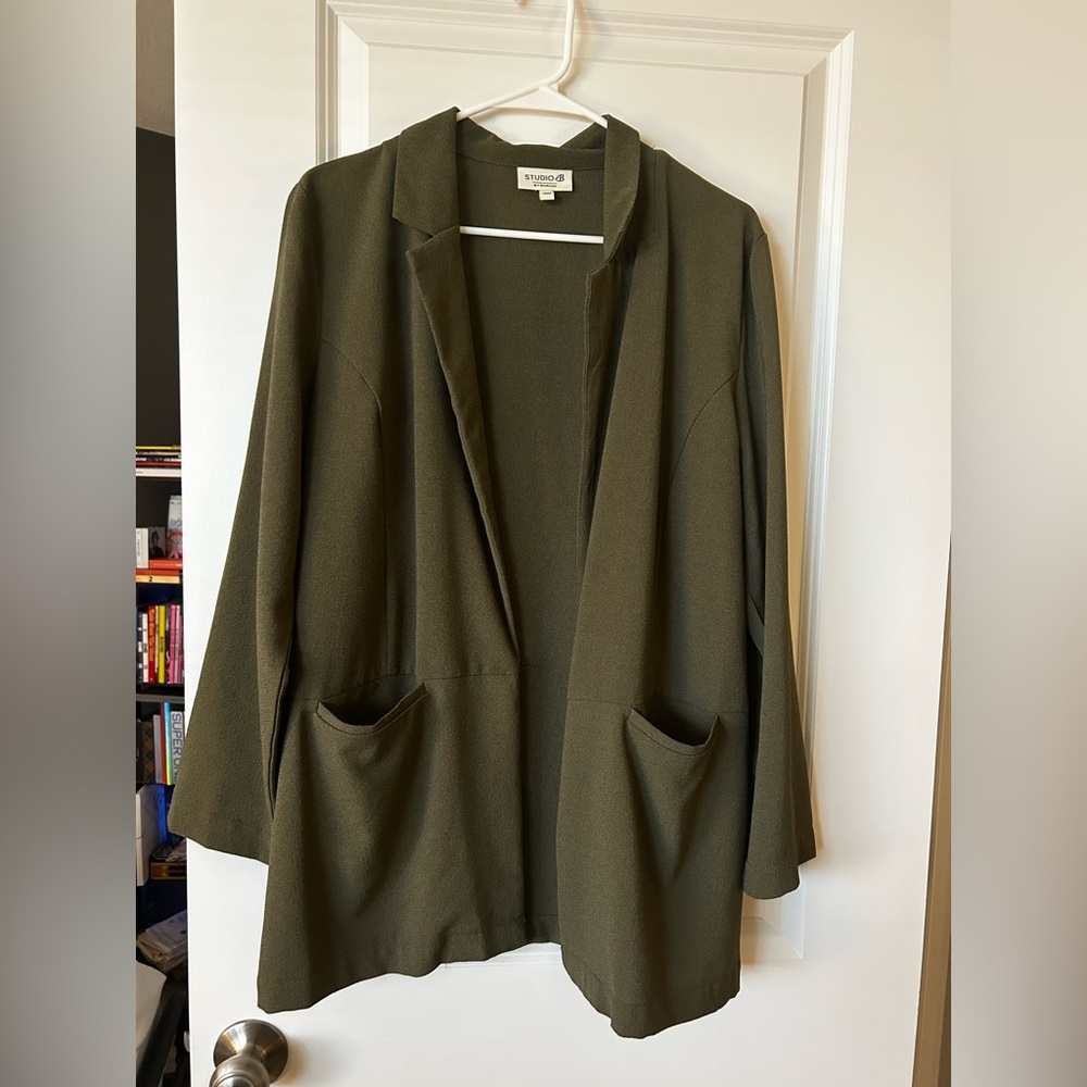 Studio B Olive Green Open-Front Blazer